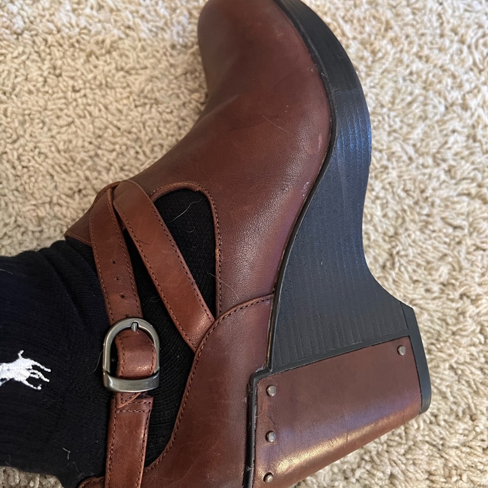 Brown Wedge Mary Jane Women Shoes - Brand:
